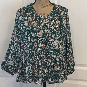 NWT From FFF Sloan Floral Print Peplum Top